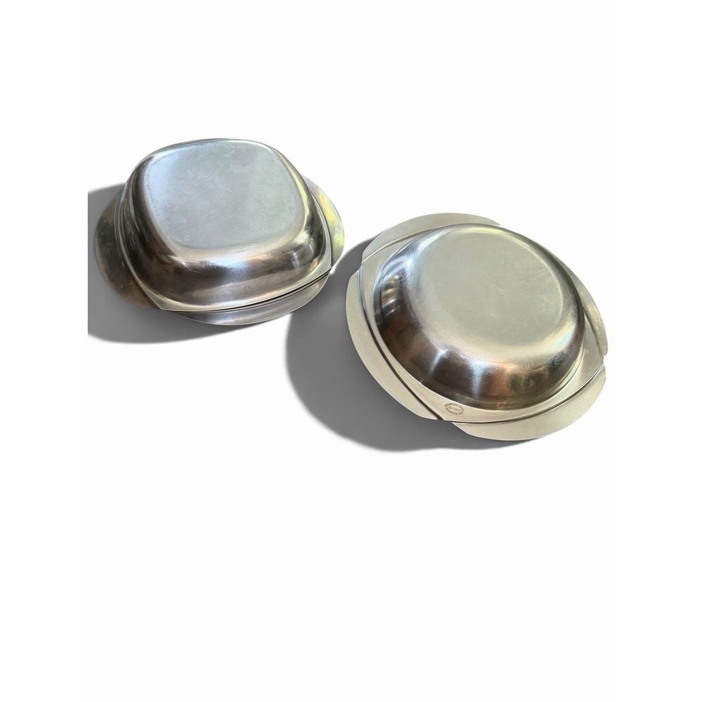 2-LG & Med Vintage MCM Fraser's Cultura Swedish Stainless Steel‎ Covered Dishes